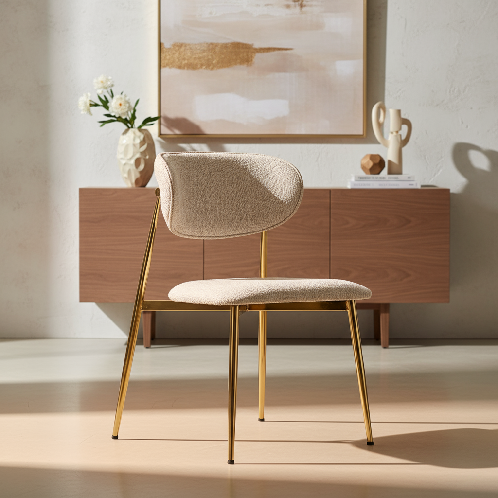 Bej Peluş Sandalye Görseli