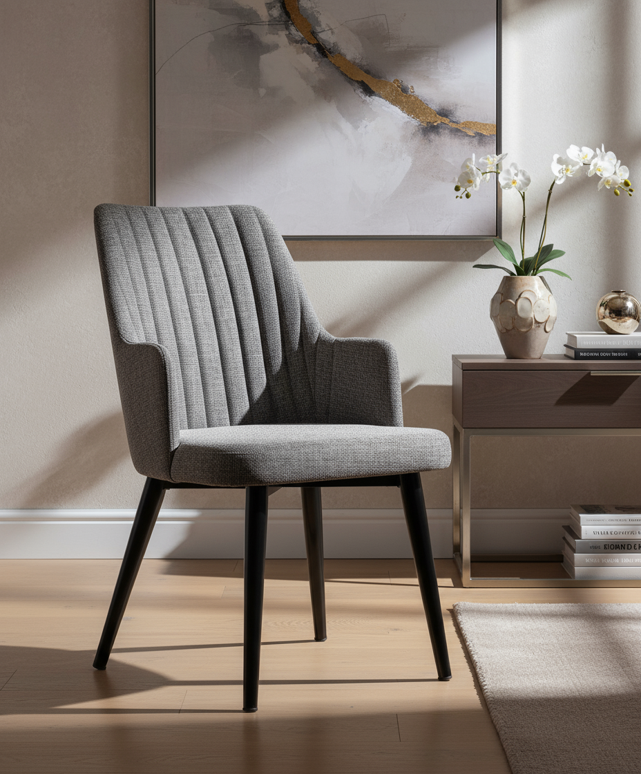 Gri Kapitoneli Kollu Sandalye Görseli