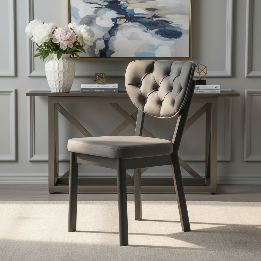 Gri Kapitoneli Sandalye Görseli