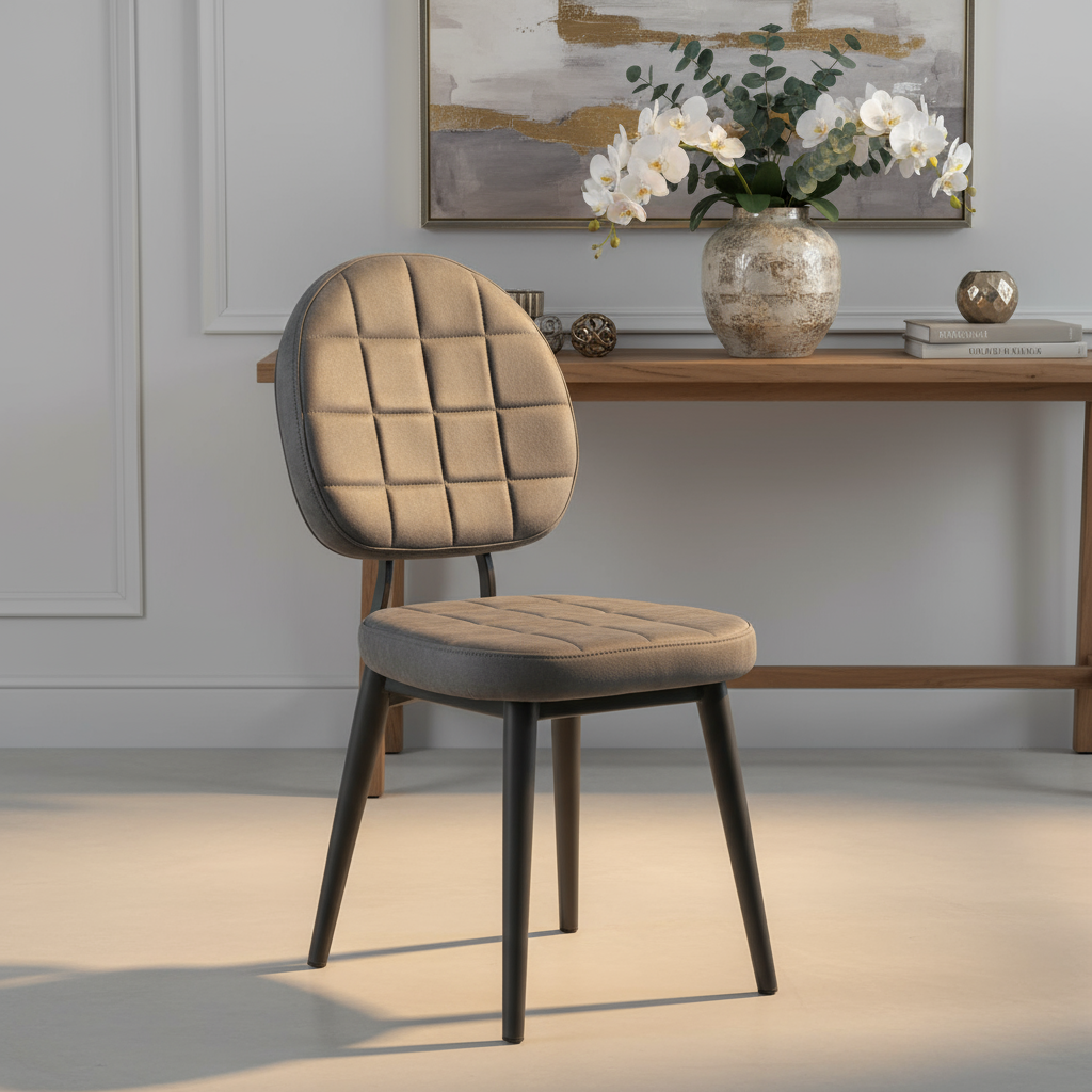 Gri Kapitoneli Yuvarlak Sandalye Görseli